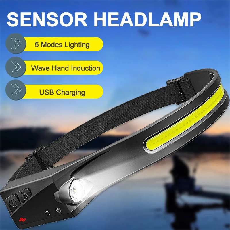 Индукционный налобный фонарь, головное освещение со встроенным аккумулятором, с зарядкой от USB, для рыбалки и кемпинга 
Индукционный налобный фонарь, головное освещение со встроенным аккумулятором, с зарядкой от USB, для рыбалки и кемпинга