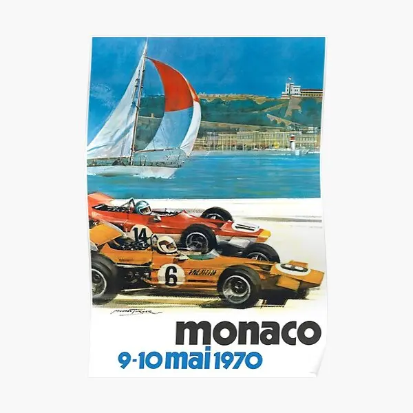 

1970 Монако Grand Prix плакат гонки Декор домашний декор для комнаты настенная Современная роспись картина винтажная забавная без рамки