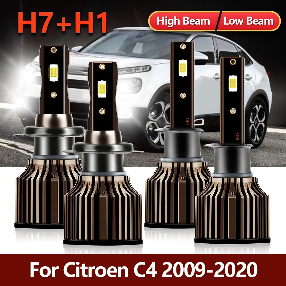

4x LED Headlight Bulbs H1 High H7 Low CSP Lamps Kit For Citroen C4 2009 2010 2011 2012 2013 2014 2015 2016 2017 2018 2019 2020
