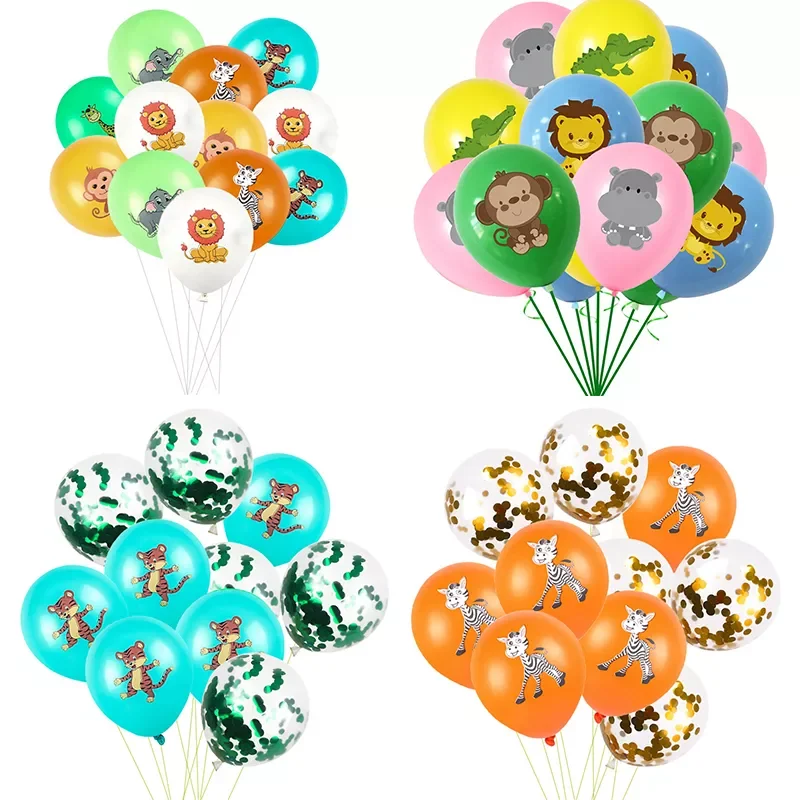 

12inch Animal Latex Balloons Jungle Safari Party Supplies Kids Birthday Party Decorations for Baby Shower Air Ball Helium