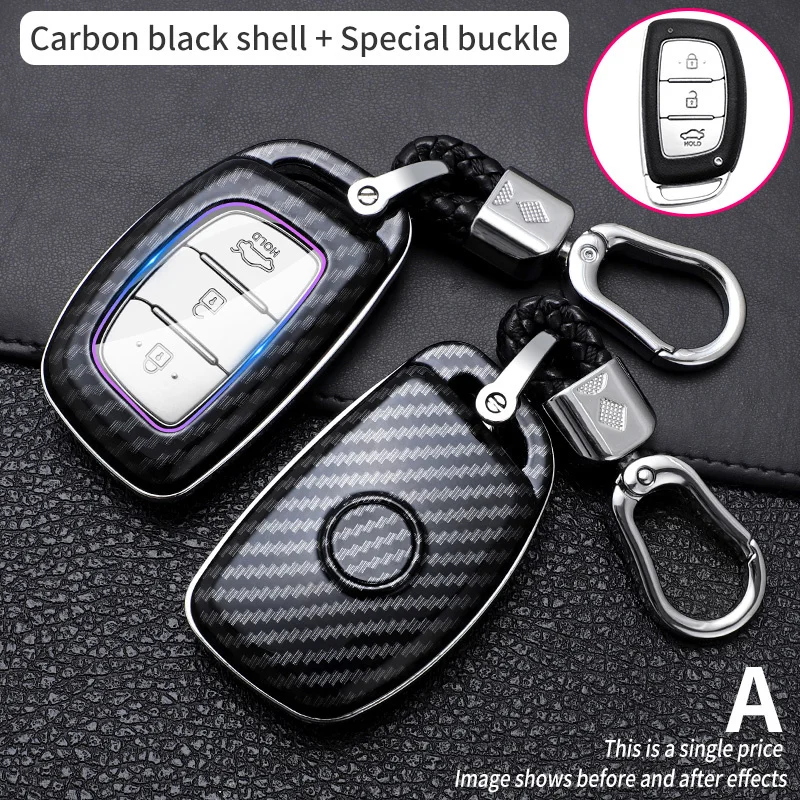 

3 Buttons Carbon Fiber Car Key Case Cover Shell For Hyundai IX25 IX35 I20 I30 I40 Hb20 Santa Fe Creta Solaris 2017 Accessories
