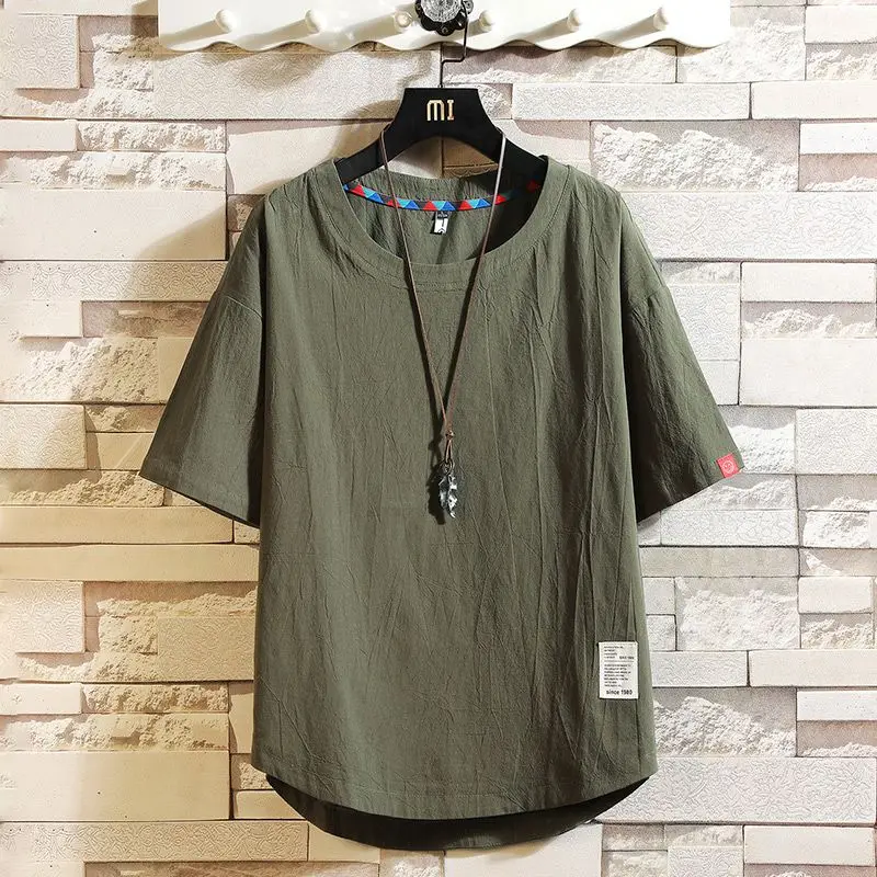 Fashion Pullovers Round Neck T-Shirts Loose Simplicity Man Short Sleeve Solid Color Casual Handsome Chinese Style Men's Clothing
Fashion Pullovers Round Neck T-Shirts Loose Simplicity Man Short Sleeve Solid Color Casual Handsome Chinese Style Men's Clothing