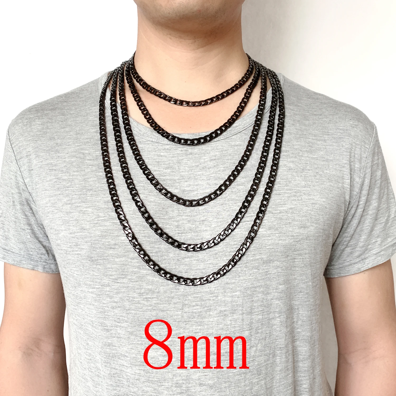 8mm Stainless Steel Necklace for Men/Women Curb Cuban Chain Long 18"-36" Gun Black Retro Jewerly Masculine Vintage Dropshipping
8mm Stainless Steel Necklace for Men/Women Curb Cuban Chain Long 18"-36" Gun Black Retro Jewerly Masculine Vintage Dropshipping
