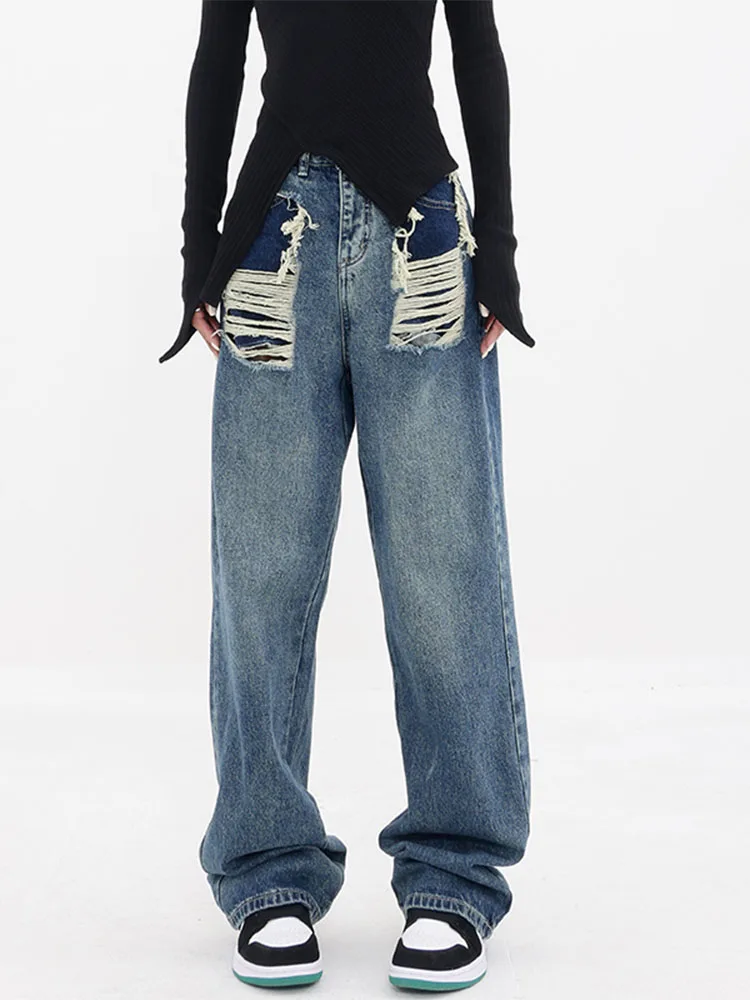 High Waist Straight Women's Ripped Jeans Women Denim Trousers Korean Clothing Casual Fashion Streetwear Baggy Pants 2022 New
High Waist Straight Women's Ripped Jeans Women Denim Trousers Korean Clothing Casual Fashion Streetwear Baggy Pants 2022 New
