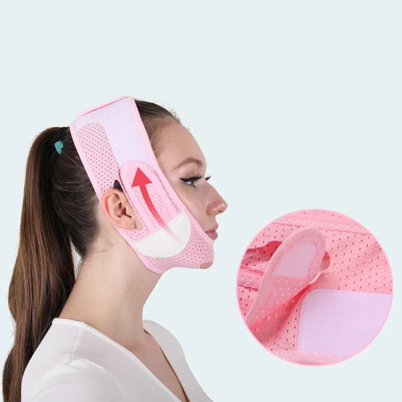 

Дышащая V-образная лицевая подтяжка, тонкая маска для лица, бандаж для коррекции формы лица, против морщин, с V-образным вырезом