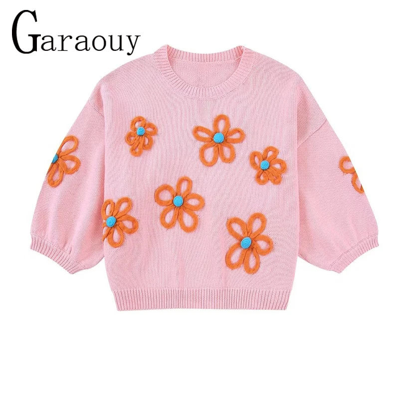 Garaouy 2022 Autumn New Women Pink Sweater Handmade Embroidery Flower O Neck Half Sleeve Pullover Female Knitting Jumper Mujer
Garaouy 2022 Autumn New Women Pink Sweater Handmade Embroidery Flower O Neck Half Sleeve Pullover Female Knitting Jumper Mujer
