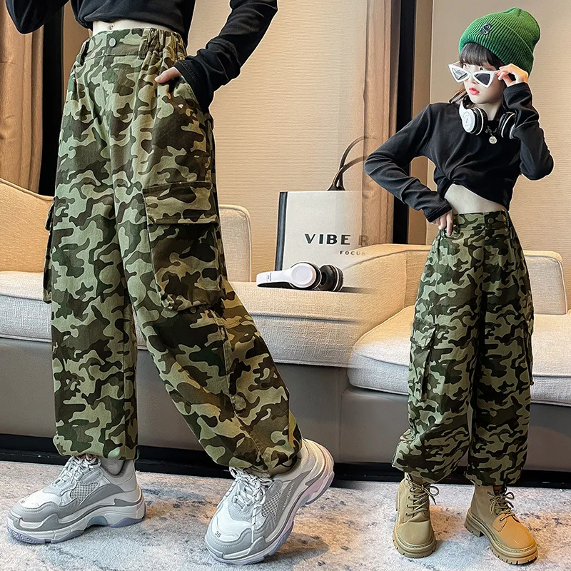 Camouflage Camo Cargo Pants Girls Black Tee+Loose Leg Casual Pants Teenage Spring Vintage Pocket Hip Hop Wide Trousers for 6-16Y
Camouflage Camo Cargo Pants Girls Black Tee+Loose Leg Casual Pants Teenage Spring Vintage Pocket Hip Hop Wide Trousers for 6-16Y