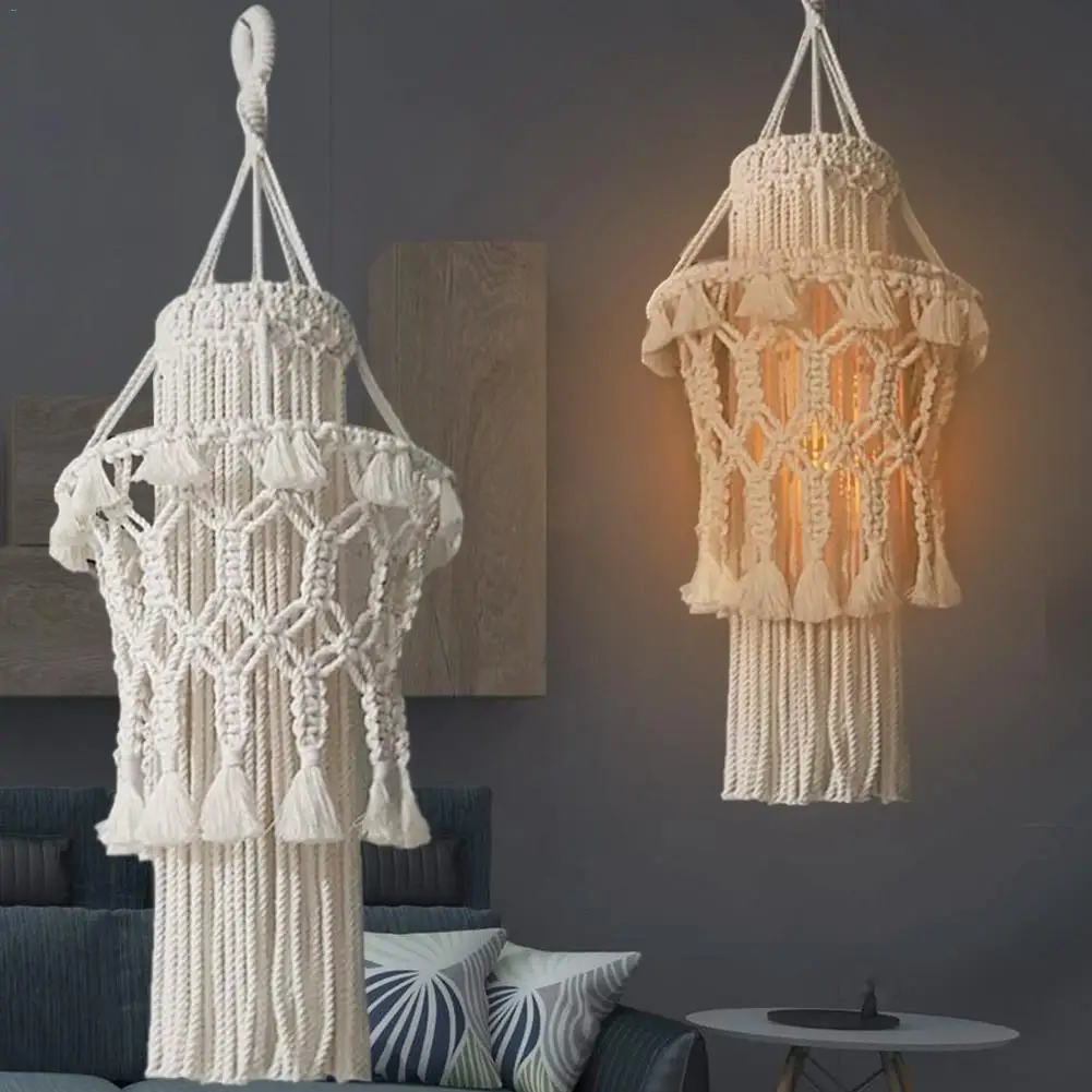 Macrame Lampshade Hand Knitted Hanging Tapestry Pendant Light Cover Bedroom Living Room Nursery Dorm Room Bohemian Home Decor
Macrame Lampshade Hand Knitted Hanging Tapestry Pendant Light Cover Bedroom Living Room Nursery Dorm Room Bohemian Home Decor