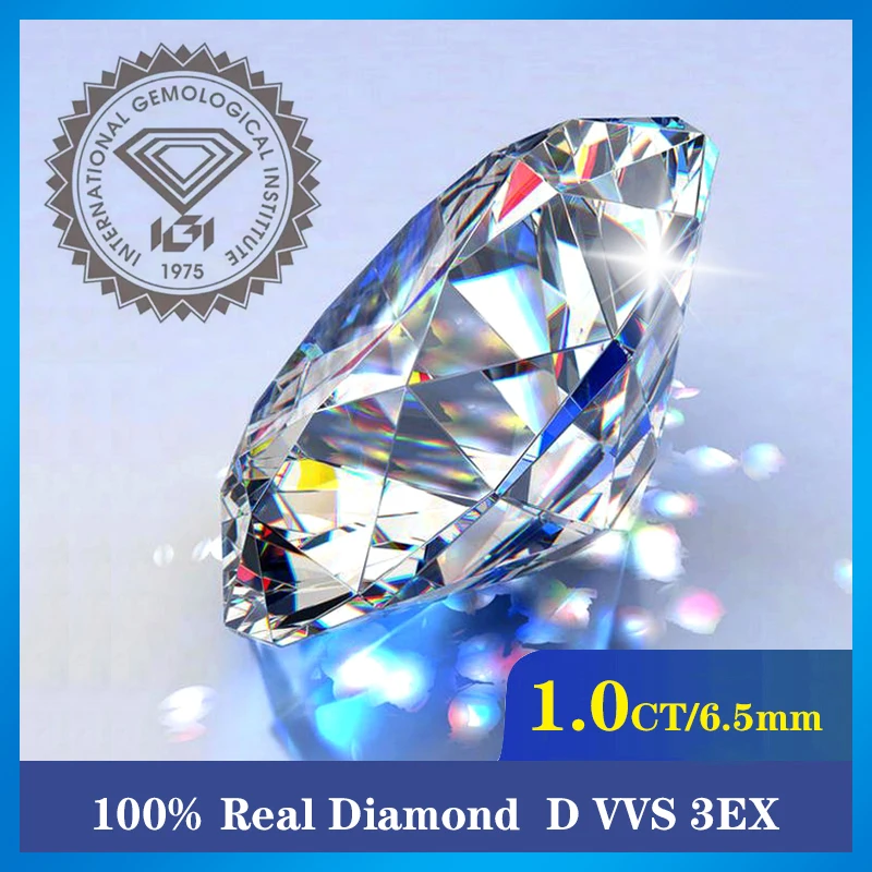 

6,5 мм 100% настоящий бриллиант D Цвет VVS 3 отличная резка лабораторный Круглый драгоценный камень с сертификатами иги и без сертификата, бесплатная доставка