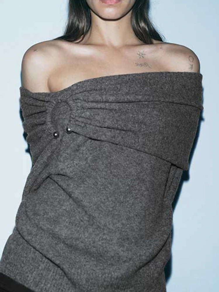 Off Shoulder Knit Sweater Women Ruched Straight Neck Sweater Long Sleeves Knitted Pullovers Women Casual Vintage Knitwears Lady
Off Shoulder Knit Sweater Women Ruched Straight Neck Sweater Long Sleeves Knitted Pullovers Women Casual Vintage Knitwears Lady