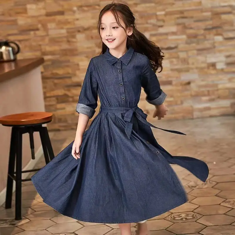 Girls Dres Spring Autumn Long Sleeve Children Clothing Thin Soft Comfortable Girls Denim Long Dress with Sashes Kids Clothes
Girls Dres Spring Autumn Long Sleeve Children Clothing Thin Soft Comfortable Girls Denim Long Dress with Sashes Kids Clothes