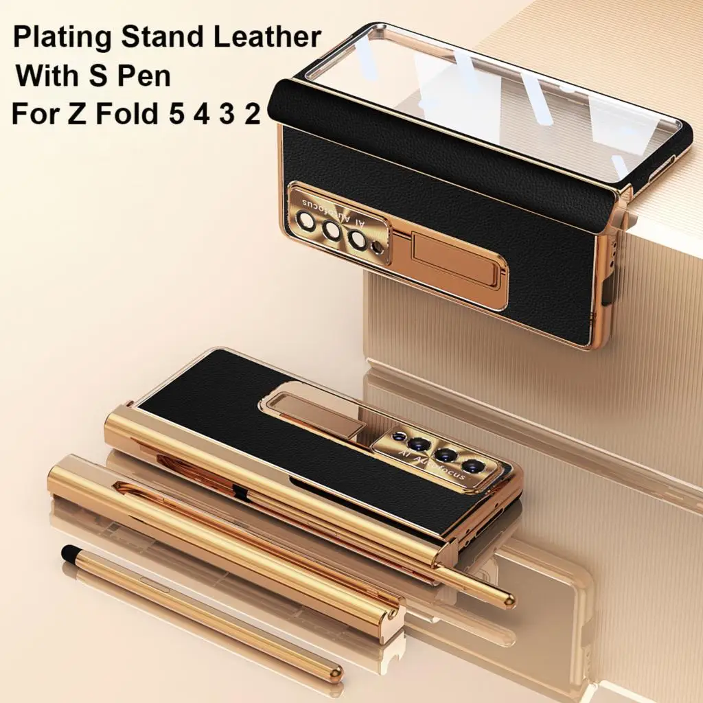 For Samsung Galaxy Z Fold 5 Case Hinge Leather Plating Fold 4 3 2 With S Pen Magnetic Kickstand Full Screen Protector Cover
For Samsung Galaxy Z Fold 5 Case Hinge Leather Plating Fold 4 3 2 With S Pen Magnetic Kickstand Full Screen Protector Cover