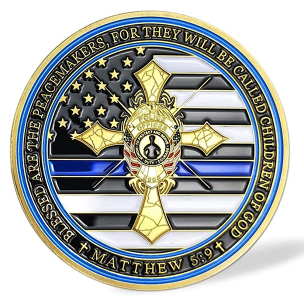 US Flag Gold Plated Commemorative Challenge Coin Thin Blue Line Police Souvenir Coin Police Officer's Prayer Peacemaker Coin
US Flag Gold Plated Commemorative Challenge Coin Thin Blue Line Police Souvenir Coin Police Officer's Prayer Peacemaker Coin