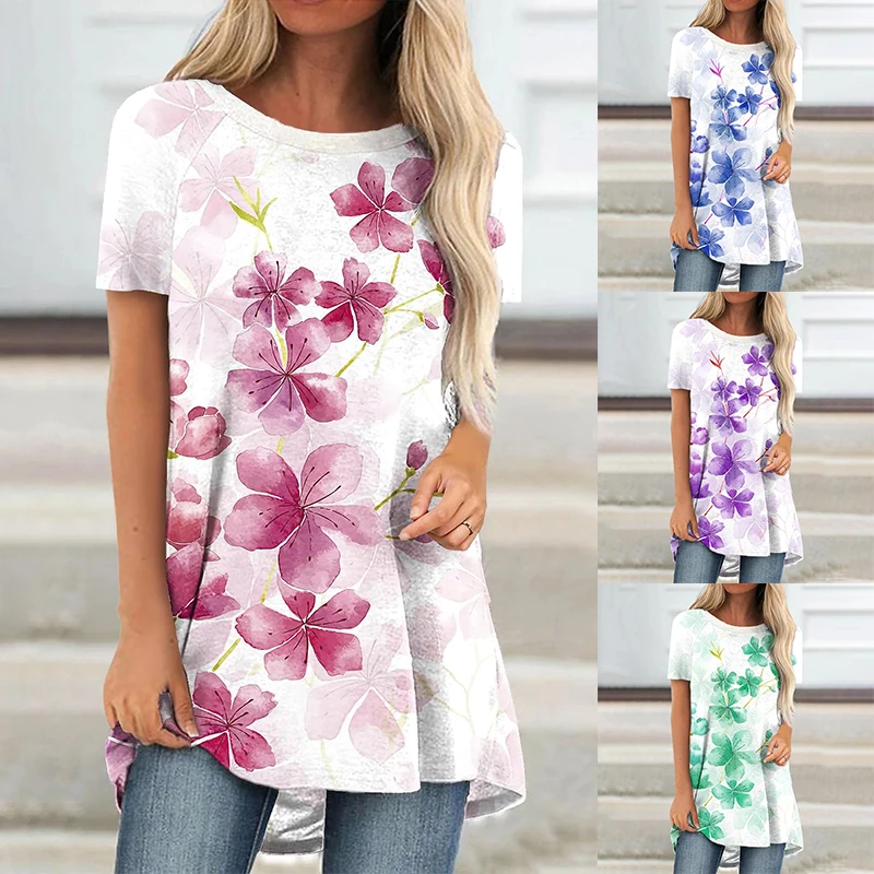 2022 Summer Elegant Women's Floral 3D Printed T Shirts Round Neck Tops Casual Fashionable Streetwear Daily New Design T Shirt
2022 Summer Elegant Women's Floral 3D Printed T Shirts Round Neck Tops Casual Fashionable Streetwear Daily New Design T Shirt