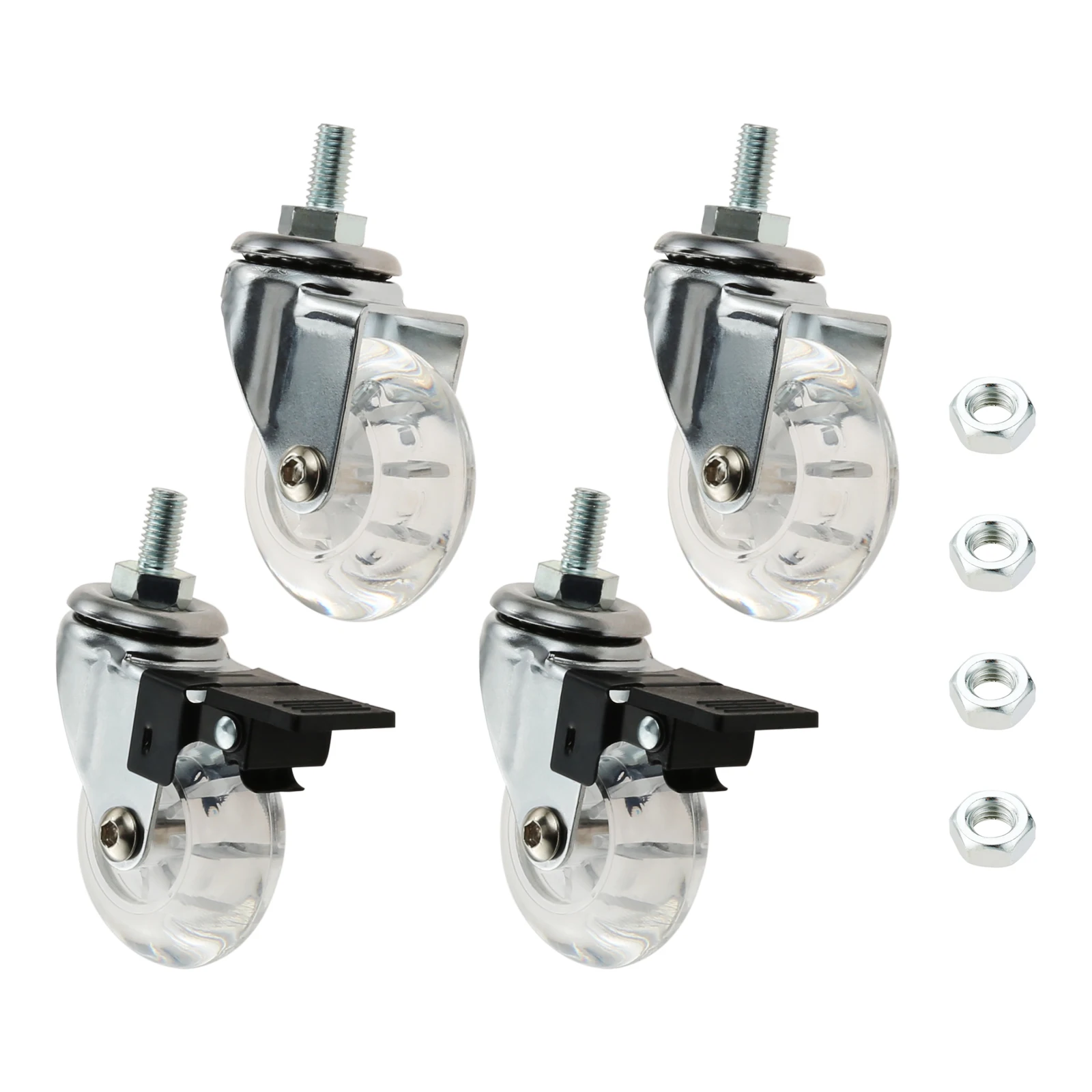 4Pcs 2 Inch M8x15mm Screw Threaded Stem Casters Office Chair Caster Wheel Clear Swivel Casters with Brake for Sofa Chair Cabinet
4Pcs 2 Inch M8x15mm Screw Threaded Stem Casters Office Chair Caster Wheel Clear Swivel Casters with Brake for Sofa Chair Cabinet