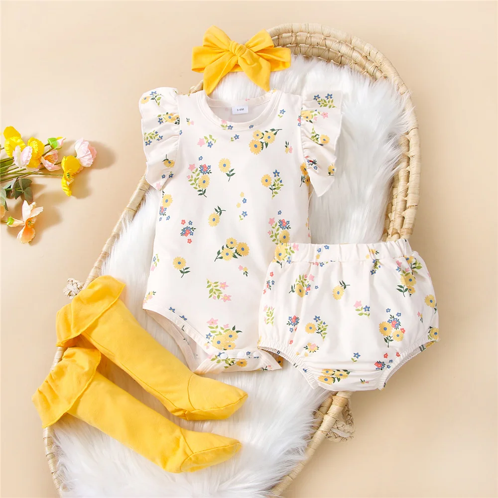 Newborn Girls Baby 4Pcs Romper Toddler Kids Floral Print Short Sleeve Bodysuit Shorts Headband Socks Clothes
Newborn Girls Baby 4Pcs Romper Toddler Kids Floral Print Short Sleeve Bodysuit Shorts Headband Socks Clothes