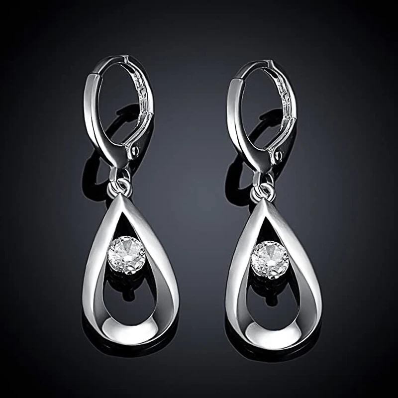 New Silver Color Water Drop Earrings Women Inlaid Cubic Zirconia Graceful Bridal Wedding Earring High Quality Fashion Jewelry
New Silver Color Water Drop Earrings Women Inlaid Cubic Zirconia Graceful Bridal Wedding Earring High Quality Fashion Jewelry