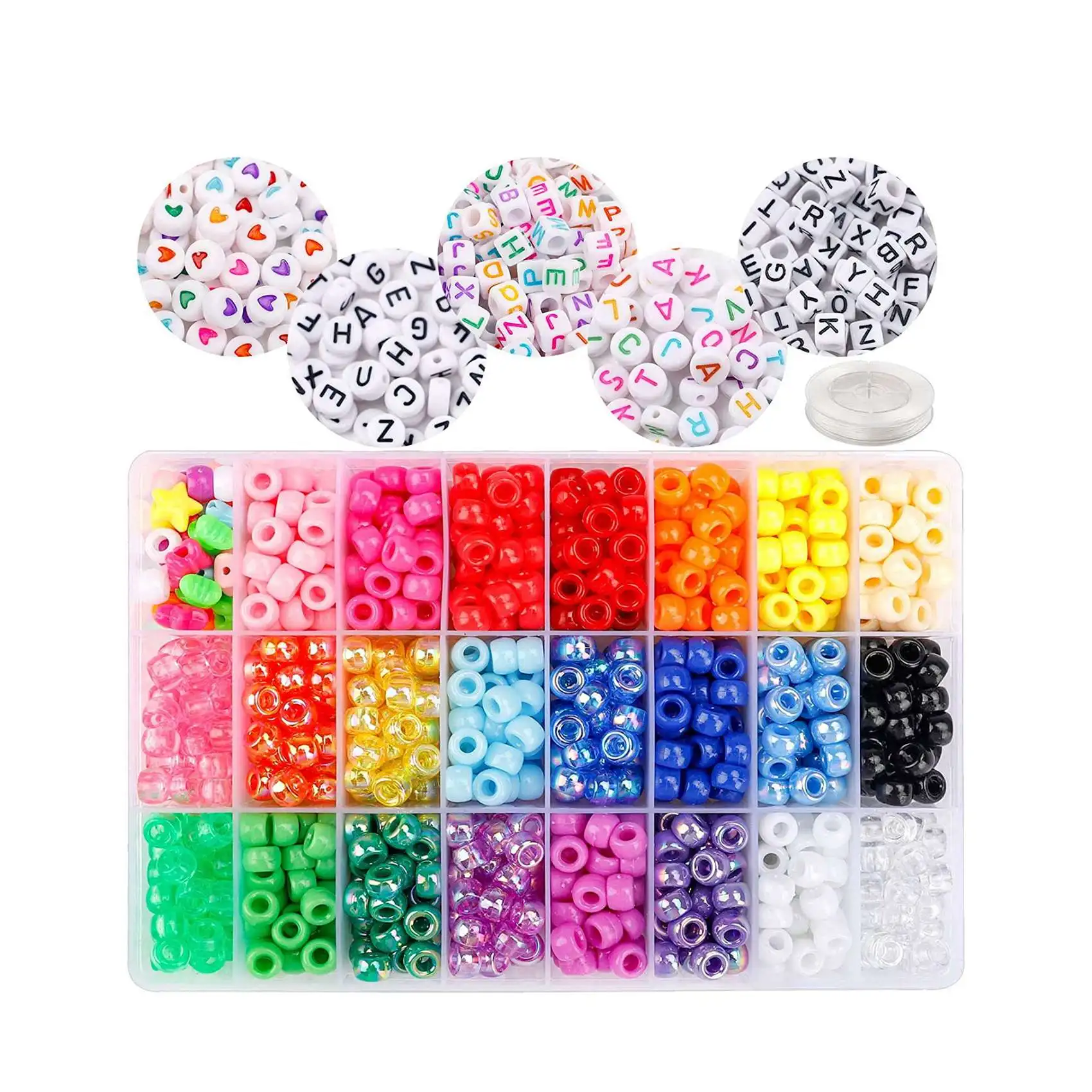 1900Pcs Beads Rainbow Mix Letter Beads for Friendship Bracelet Necklace Making Crafts with 1 Elastic String Cords
1900Pcs Beads Rainbow Mix Letter Beads for Friendship Bracelet Necklace Making Crafts with 1 Elastic String Cords