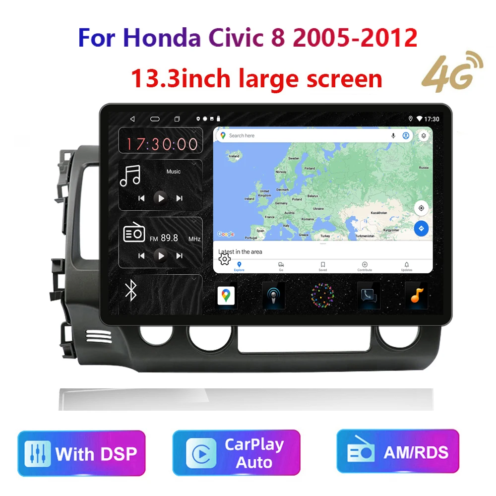 

13.3inch HD multimedia for Honda Civic 2006-11 Car Stereo Radio Android video 2K GPS Carplay 4G WIFI