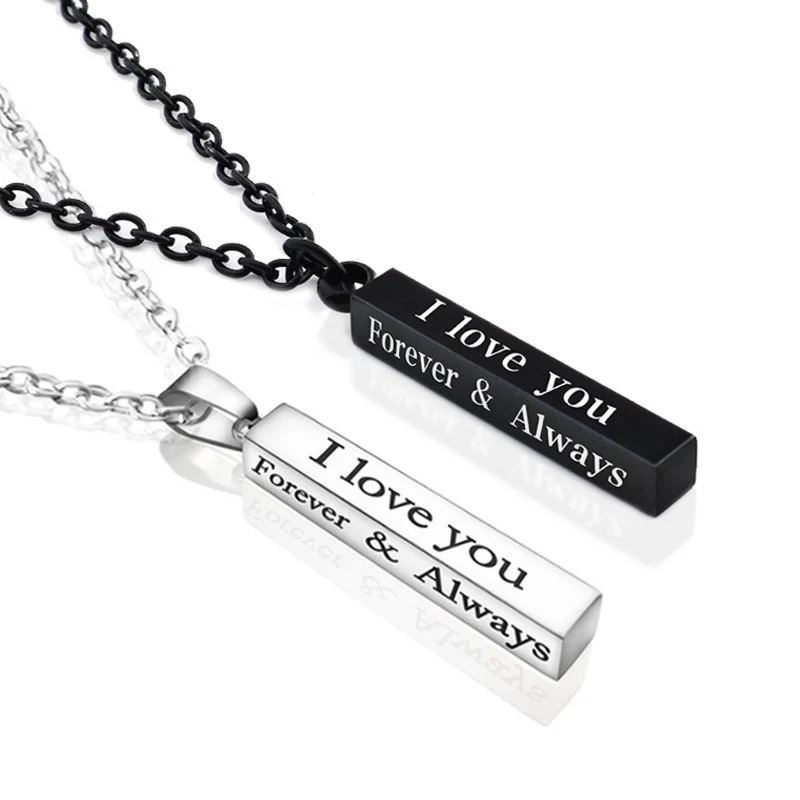 Stainless steel pendant necklace black silver column wishing column necklace couple jewelry
Stainless steel pendant necklace black silver column wishing column necklace couple jewelry