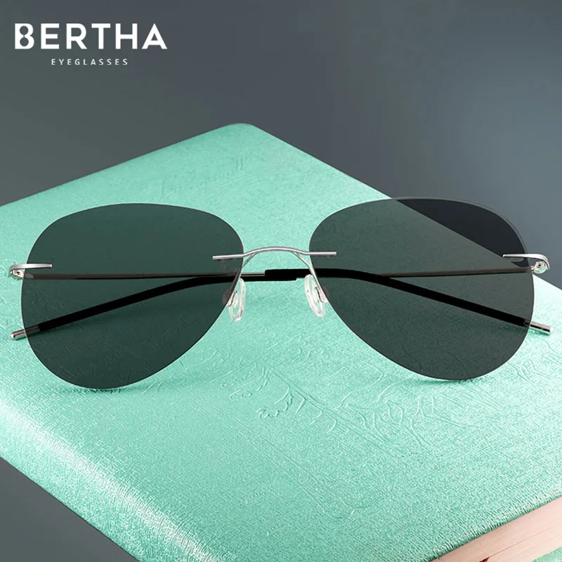 BERTHA Rimless Pilot Sunglasses Pure Titanium Super Light Weight Discoloration Driving Polarized Glasses Classic Aviator SB21017
BERTHA Rimless Pilot Sunglasses Pure Titanium Super Light Weight Discoloration Driving Polarized Glasses Classic Aviator SB21017