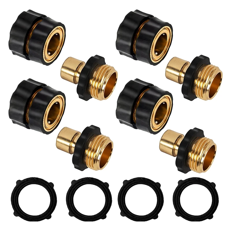 3/4 Inch Garden Hose Quick Connector, 4 Set Male And Female Quick Connect Garden Hose Fittings
3/4 Inch Garden Hose Quick Connector, 4 Set Male And Female Quick Connect Garden Hose Fittings