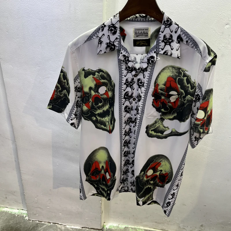 Green Tattooed Skull WACKO MARIA Shirts Vintage Skeleton Print Short Sleeve Cardigan Hawaiian Shirts for Men Women
Green Tattooed Skull WACKO MARIA Shirts Vintage Skeleton Print Short Sleeve Cardigan Hawaiian Shirts for Men Women