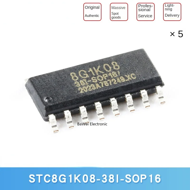 Original STC8G1K08-38I-SOP16 Enhanced 1T 8051 microcontroller microcontroller MCU ic (5pcs)
Original STC8G1K08-38I-SOP16 Enhanced 1T 8051 microcontroller microcontroller MCU ic (5pcs)