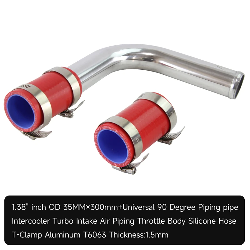 90 ° 35mm 1.38" Aluminum Turbo Pipe L=300mm + 2pcs Silicone hose +4pcs Clamps Black/Blue/Red
90 ° 35mm 1.38" Aluminum Turbo Pipe L=300mm + 2pcs Silicone hose +4pcs Clamps Black/Blue/Red