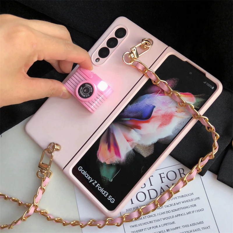 3D Cartoon Flash Camera Hard PC Phone Case For Samsung Galaxy Z Fold 3 5G Woman Crossbody Long Strap Gold Chain Necklace Cover
3D Cartoon Flash Camera Hard PC Phone Case For Samsung Galaxy Z Fold 3 5G Woman Crossbody Long Strap Gold Chain Necklace Cover