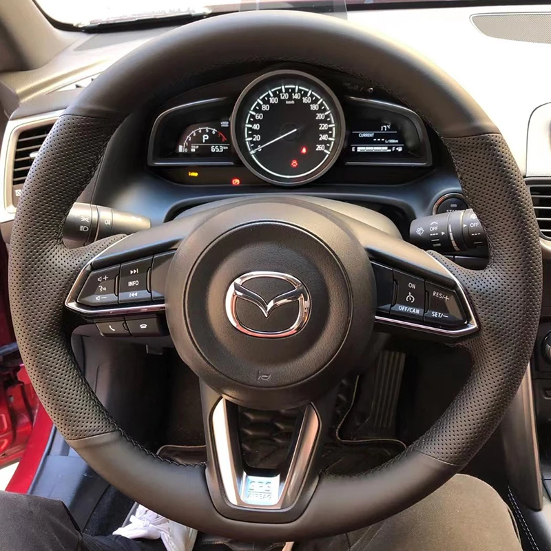 Сшитый вручную противоскользящий черный чехол на руль из натуральной кожи для Mazda CX-3 CX3 CX-5 CX5 2017 2018
Сшитый вручную противоскользящий черный чехол на руль из натуральной кожи для Mazda CX-3 CX3 CX-5 CX5 2017 2018