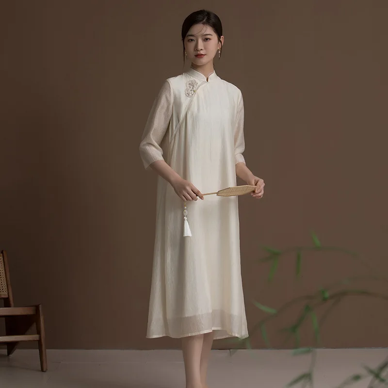 Women's Blouses Tops Silk Floral Printed Office Formal Casual Dresses Plus Large Size Spring Summer White Chiffon Qipao Collar
Women's Blouses Tops Silk Floral Printed Office Formal Casual Dresses Plus Large Size Spring Summer White Chiffon Qipao Collar