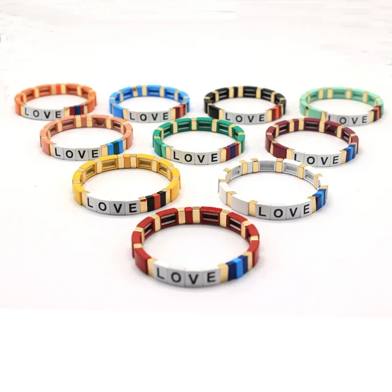 Bohemian Fashion and Popular Personality Enamel Letter Elastic Women's Bracelet DIY Handmade Bead String Letter Couple Bracelet
Bohemian Fashion and Popular Personality Enamel Letter Elastic Women's Bracelet DIY Handmade Bead String Letter Couple Bracelet