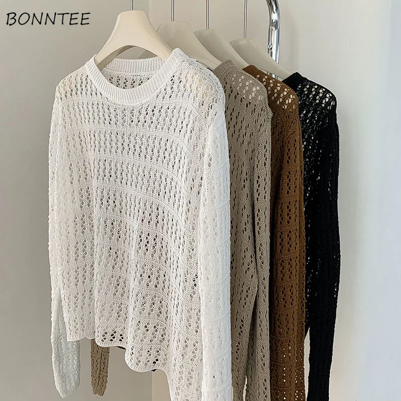 Pullovers Women Design Sun-proof Pure All-match Breathable Hollow Out Simple Stylish Ulzzang Loose Femme Retro Classic Autumn
Pullovers Women Design Sun-proof Pure All-match Breathable Hollow Out Simple Stylish Ulzzang Loose Femme Retro Classic Autumn