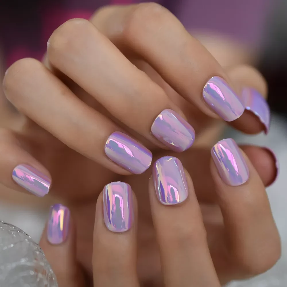 Color Holo Chameleon Pink Purple Press on False Nails Short Fake Nail Full Cover Finger Wear Tips with Glue Sticker
Color Holo Chameleon Pink Purple Press on False Nails Short Fake Nail Full Cover Finger Wear Tips with Glue Sticker