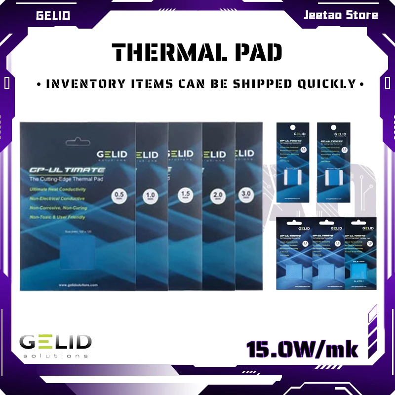 GELID 15W/MK GP-Ultimate Thermal Pad CPU/GPU Graphics Motherboard Silicone Grease Pad Heat Dissipation Silicone Pad Multi-Size
GELID 15W/MK GP-Ultimate Thermal Pad CPU/GPU Graphics Motherboard Silicone Grease Pad Heat Dissipation Silicone Pad Multi-Size