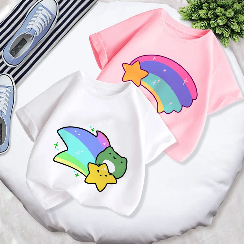 Rainbow Pattern Cartoon Cute Printing Kawaii Korean Version T Shirt Boy Girl Summer Tees Children's Clothing From 2 To 7 Years
Rainbow Pattern Cartoon Cute Printing Kawaii Korean Version T Shirt Boy Girl Summer Tees Children's Clothing From 2 To 7 Years