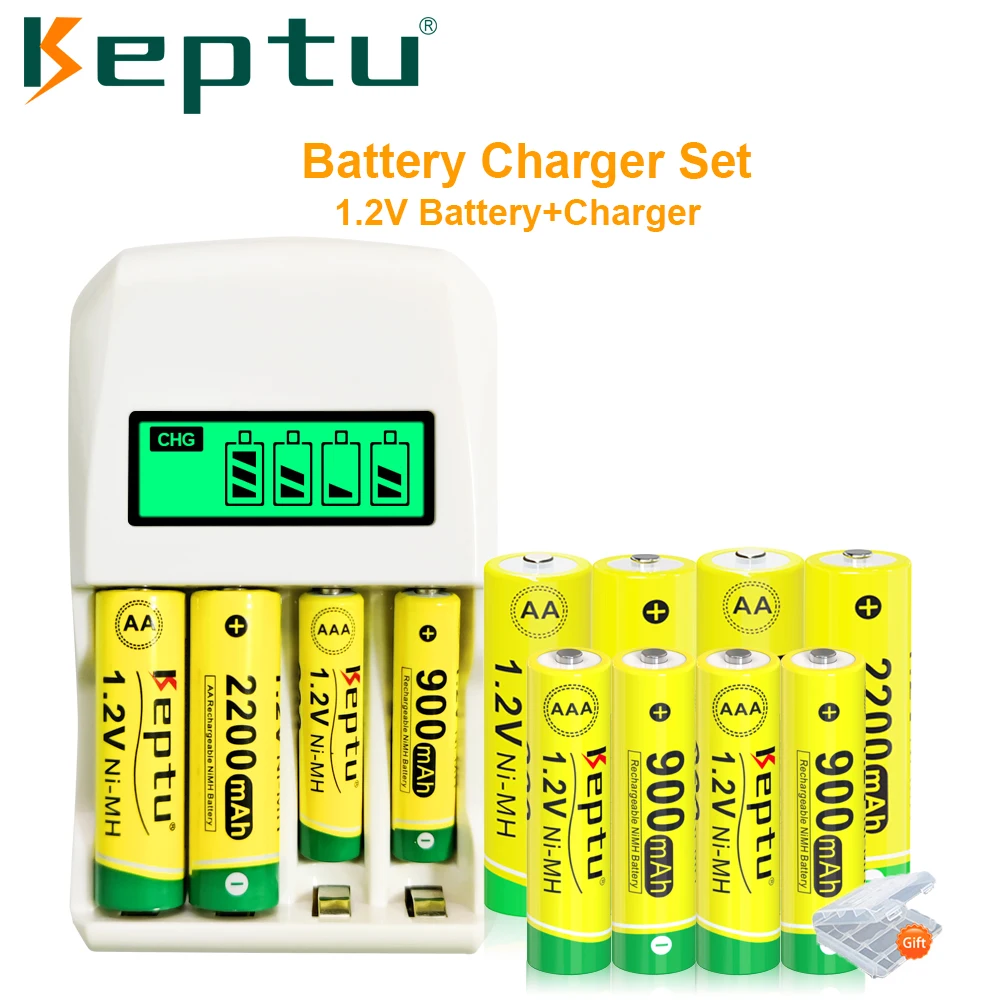 KEPTU 1.2v AA+AAA battery nimh aa 2200mAh 3a aaa 900mAh and 4-Slot Smart Charger for 1.2V AA/AAA NiMH Rechargeable batteries
KEPTU 1.2v AA+AAA battery nimh aa 2200mAh 3a aaa 900mAh and 4-Slot Smart Charger for 1.2V AA/AAA NiMH Rechargeable batteries