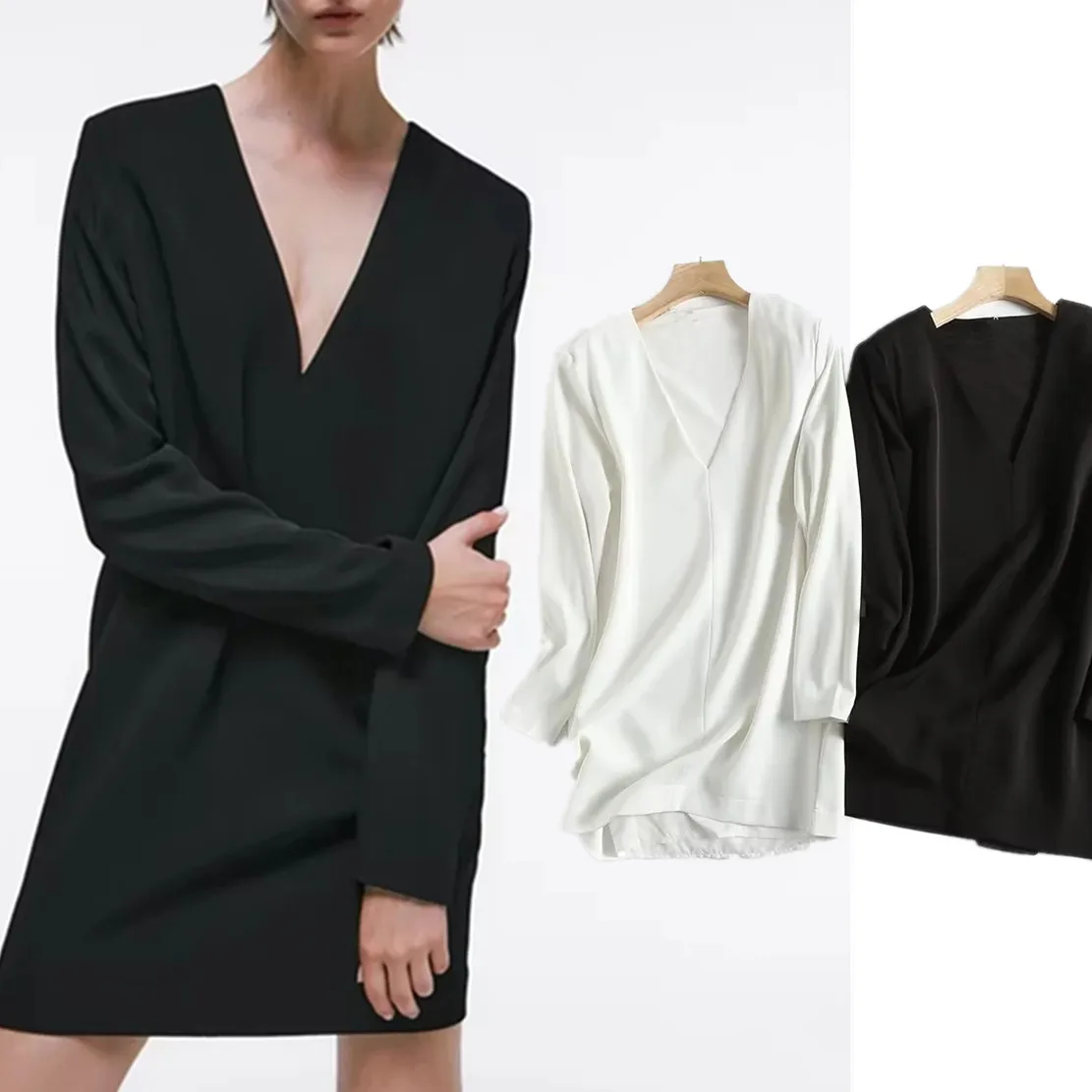 Maxdutti England Style Fashion A utumn Dress Simple V-neck Loose Long Sleeve Mini Dress Women
Maxdutti England Style Fashion A utumn Dress Simple V-neck Loose Long Sleeve Mini Dress Women