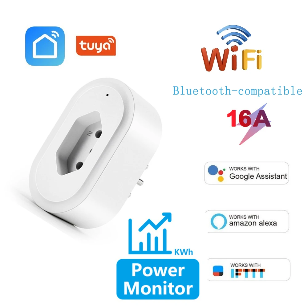 Tuya WIFi Bluetooth-compatible Brazil Smart Socket SmartLife Timer Voice Control 10A 16A Power Monitor for Alexa Google Home
Tuya WIFi Bluetooth-compatible Brazil Smart Socket SmartLife Timer Voice Control 10A 16A Power Monitor for Alexa Google Home