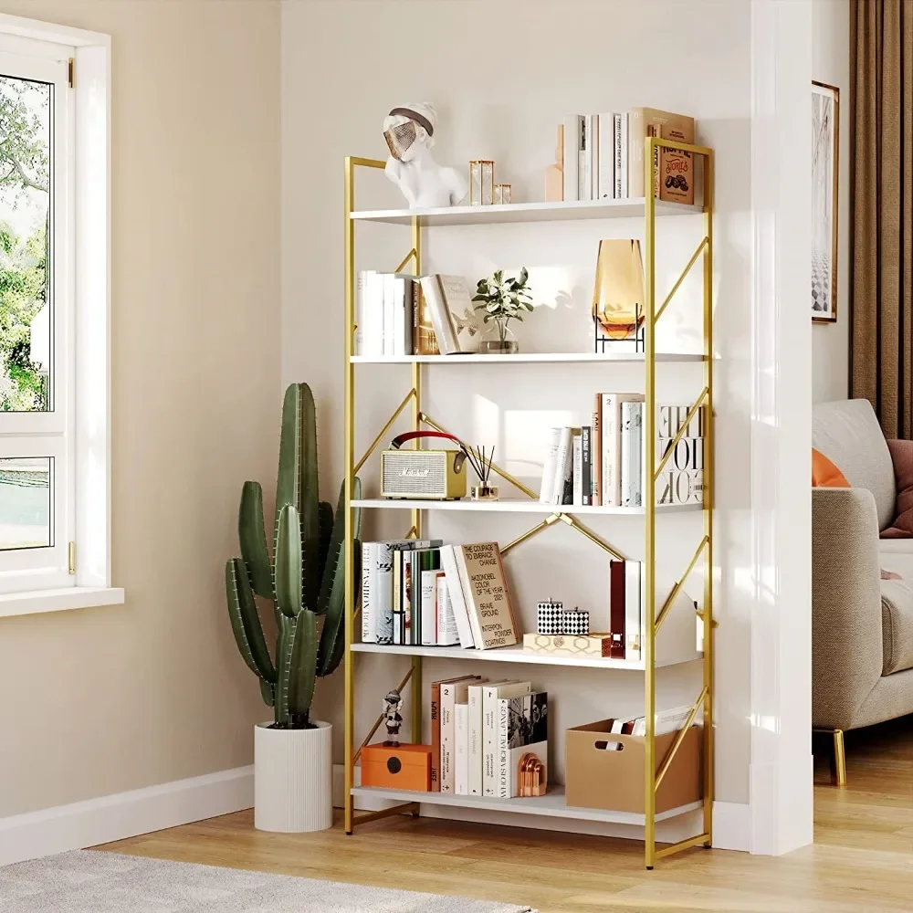 5 Tiers Bookshelf and Bookcase Open Storage Book Shelves for Living Room Bedroom, Gold
5 Tiers Bookshelf and Bookcase Open Storage Book Shelves for Living Room Bedroom, Gold