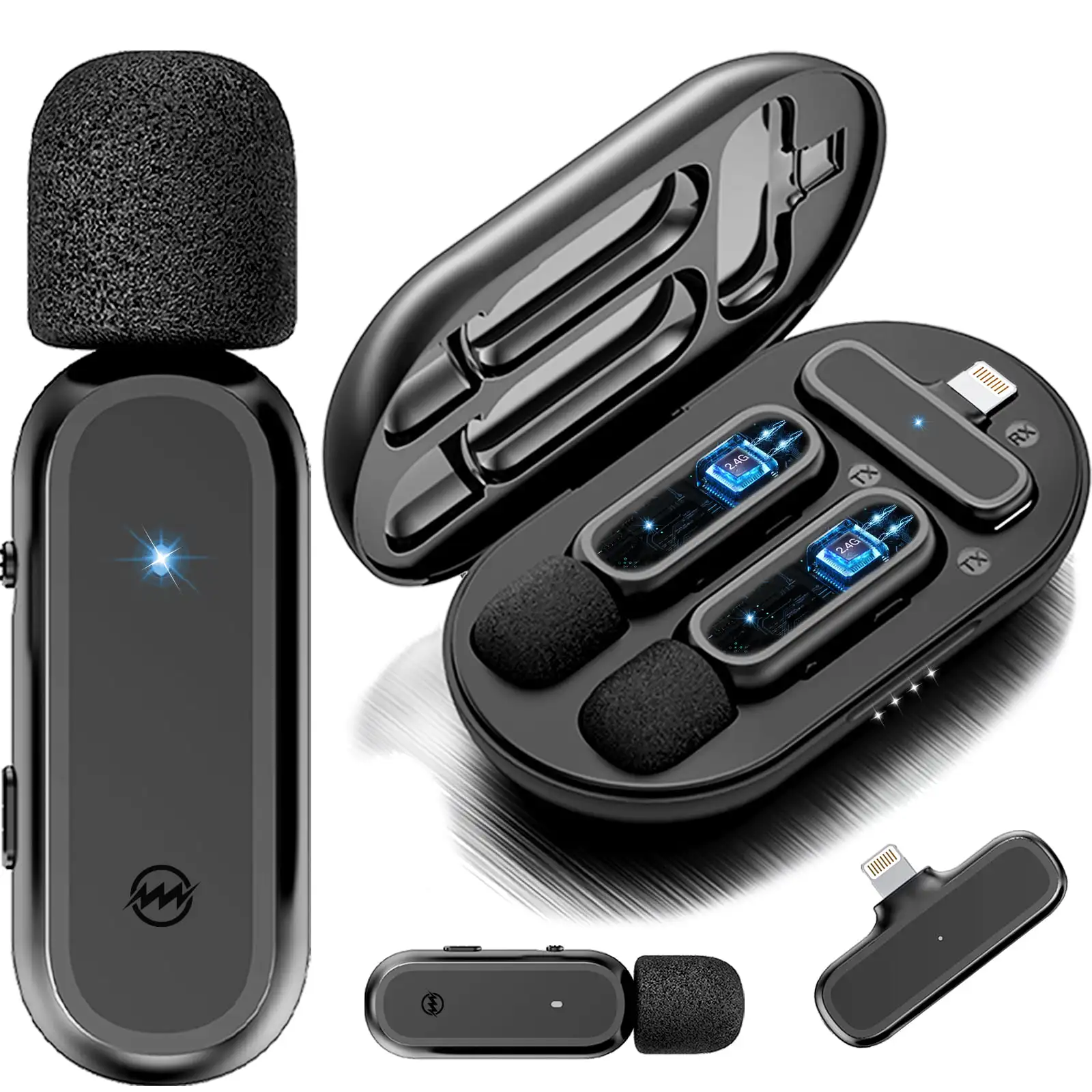 2 Pack Wireless Lavalier Microphones iPad w/Charging Case, Clip on Lapel Mic, Plug-Play Mic, 12H 800mAh, Noise Reduction Vide
2 Pack Wireless Lavalier Microphones iPad w/Charging Case, Clip on Lapel Mic, Plug-Play Mic, 12H 800mAh, Noise Reduction Vide