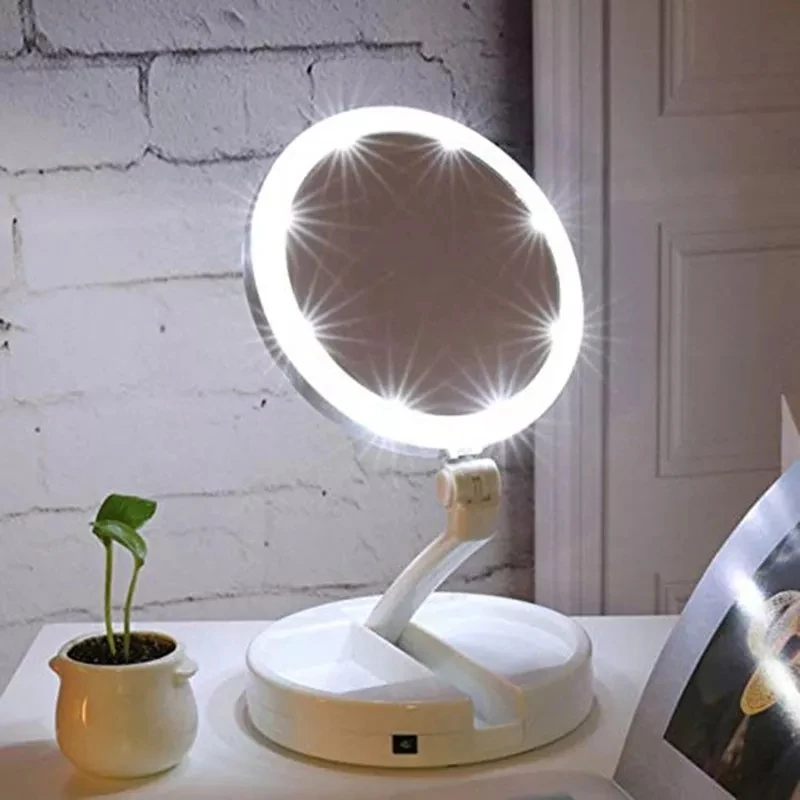 Rotate Enlarge Fold Retract Store LED Cosmetic Portable Battery USB Rechargeable Night Light Mirror Two Powder Methods Makeup
Rotate Enlarge Fold Retract Store LED Cosmetic Portable Battery USB Rechargeable Night Light Mirror Two Powder Methods Makeup