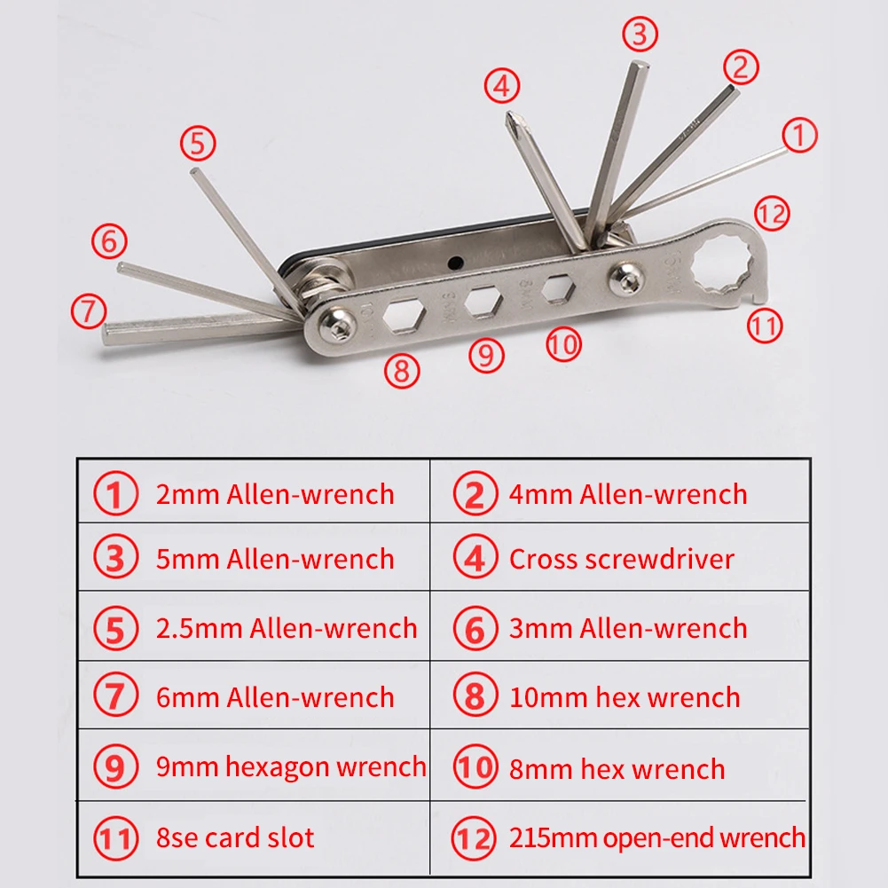 12 In 1 Bicycle Multi Repair Tool Kit Wrench Set Repair Combination Tool Multifunctional Split Hex Socket Wrench Screwdriver
12 In 1 Bicycle Multi Repair Tool Kit Wrench Set Repair Combination Tool Multifunctional Split Hex Socket Wrench Screwdriver