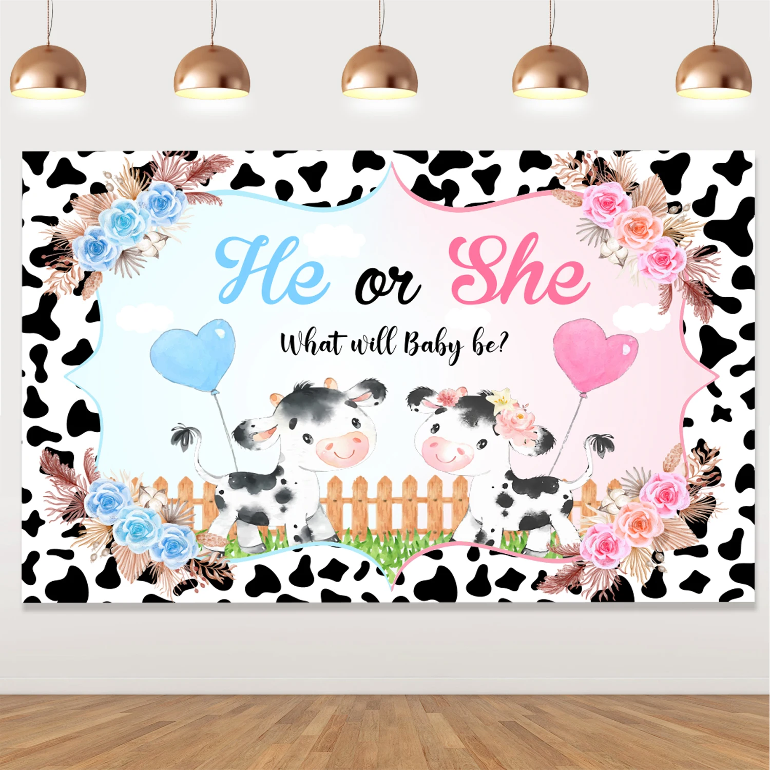 Holy Cow Gender Reveal Backdrop He or She What Will Baby Be Photography Background Boho Pink and Blue Floral Party Decorations
Holy Cow Gender Reveal Backdrop He or She What Will Baby Be Photography Background Boho Pink and Blue Floral Party Decorations