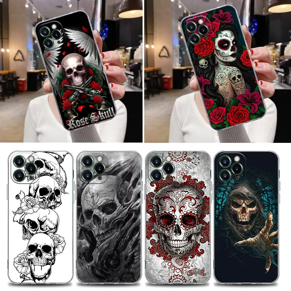 Transparent Phone Case For Apple iPhone 12 11 13 Pro Max mini XS X XR 7 8 Plus SE 2020 Cases Cover Retro Style Flower Rose Skull 
Transparent Phone Case For Apple iPhone 12 11 13 Pro Max mini XS X XR 7 8 Plus SE 2020 Cases Cover Retro Style Flower Rose Skull