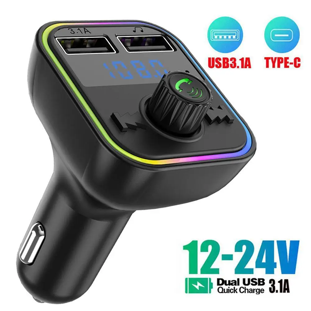 

Bluetooth 5,0 автомобильное зарядное устройство с двумя USB автомобильный комплект FM-передатчик аудио mp3-плеер Авторадио Громкая связь а 12-24 В для IPhone Samsung
