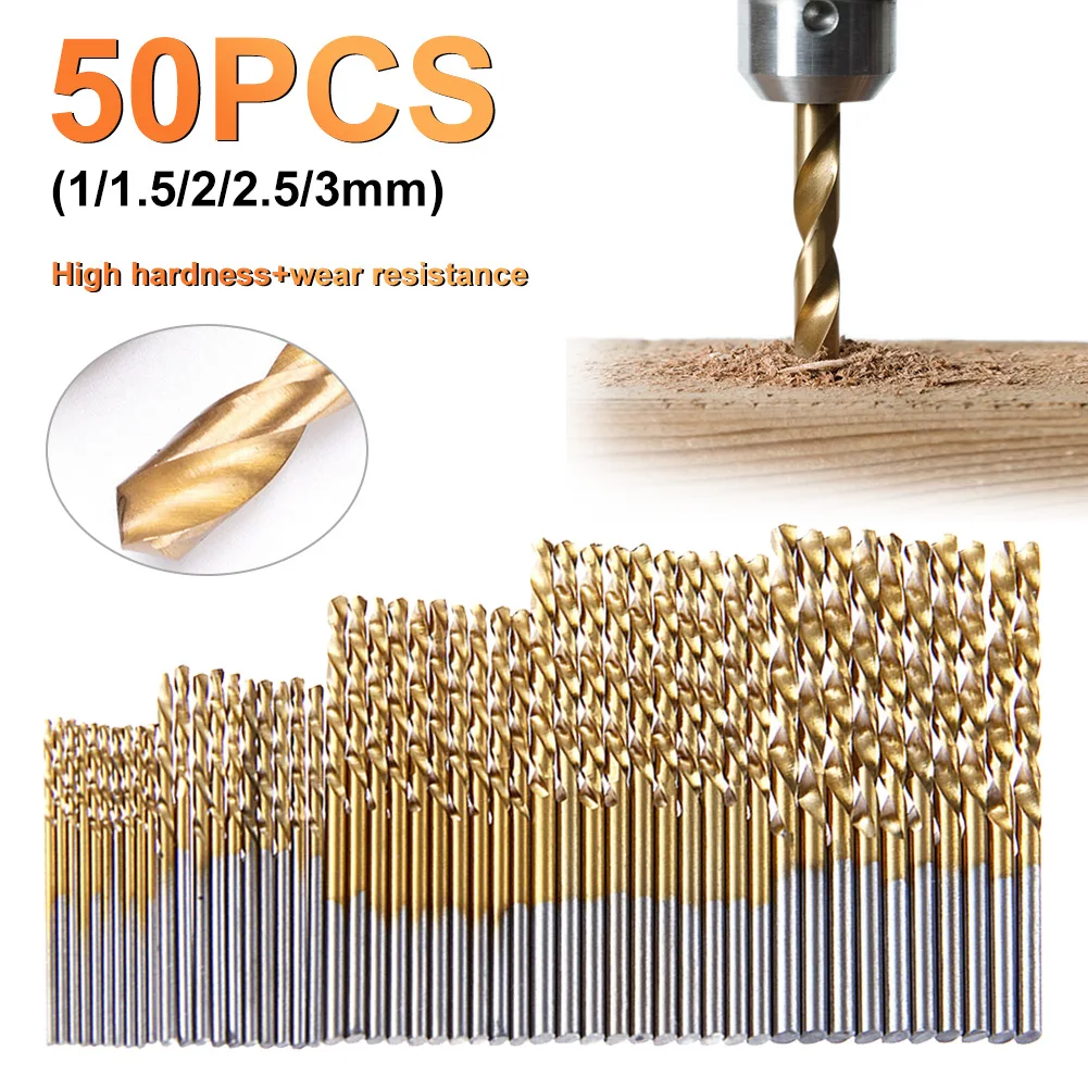 50PCS/Set 1-3MM Titanium Coated Drill Bit Set Electric Drill Plastic Metal Hole Grooving Drill Saw Carpenter Woodworking Tools
50PCS/Set 1-3MM Titanium Coated Drill Bit Set Electric Drill Plastic Metal Hole Grooving Drill Saw Carpenter Woodworking Tools