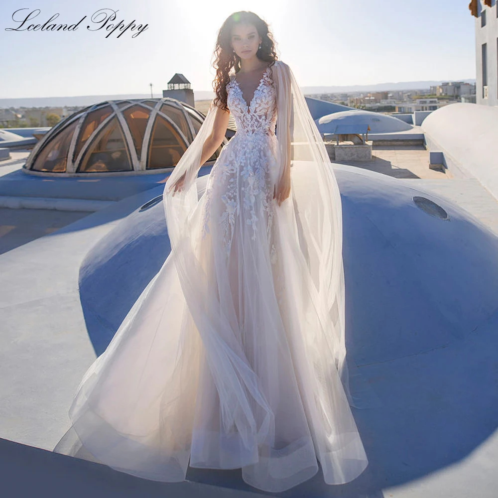 Lceland Poppy Elegant A Line V Neck Wedding Dresses Floor Length Sleeveless Appliques Bridal Gowns with Shoulder Sashes
Lceland Poppy Elegant A Line V Neck Wedding Dresses Floor Length Sleeveless Appliques Bridal Gowns with Shoulder Sashes