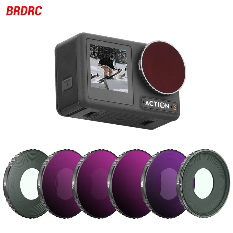 

BRDRC Camera Lens Filter for DJI Osmo Action 3 UV ND CPL Optical Glass Neutral Density Filters Kit Sports Cameras Accessories
